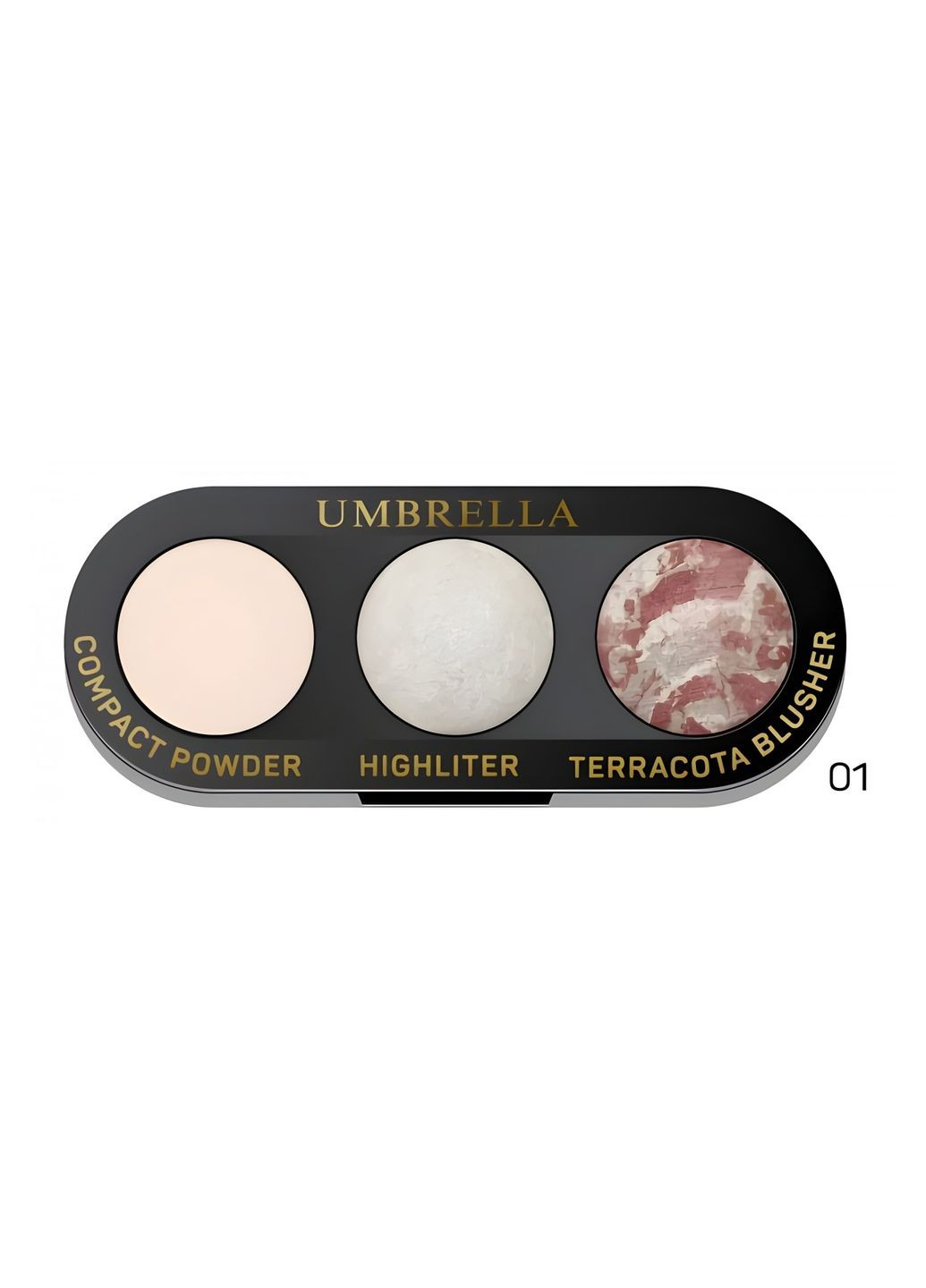 Комплект 3в1 для макияжа лица (пудра, хайлайтер, румяна) 01 Umbrella (285815367)