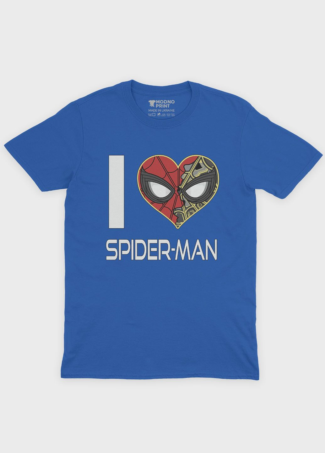Синяя демисезонная футболка для девочки с принтом супергероя - человек-паук (ts001-1-grr-006-014-091-g) Modno