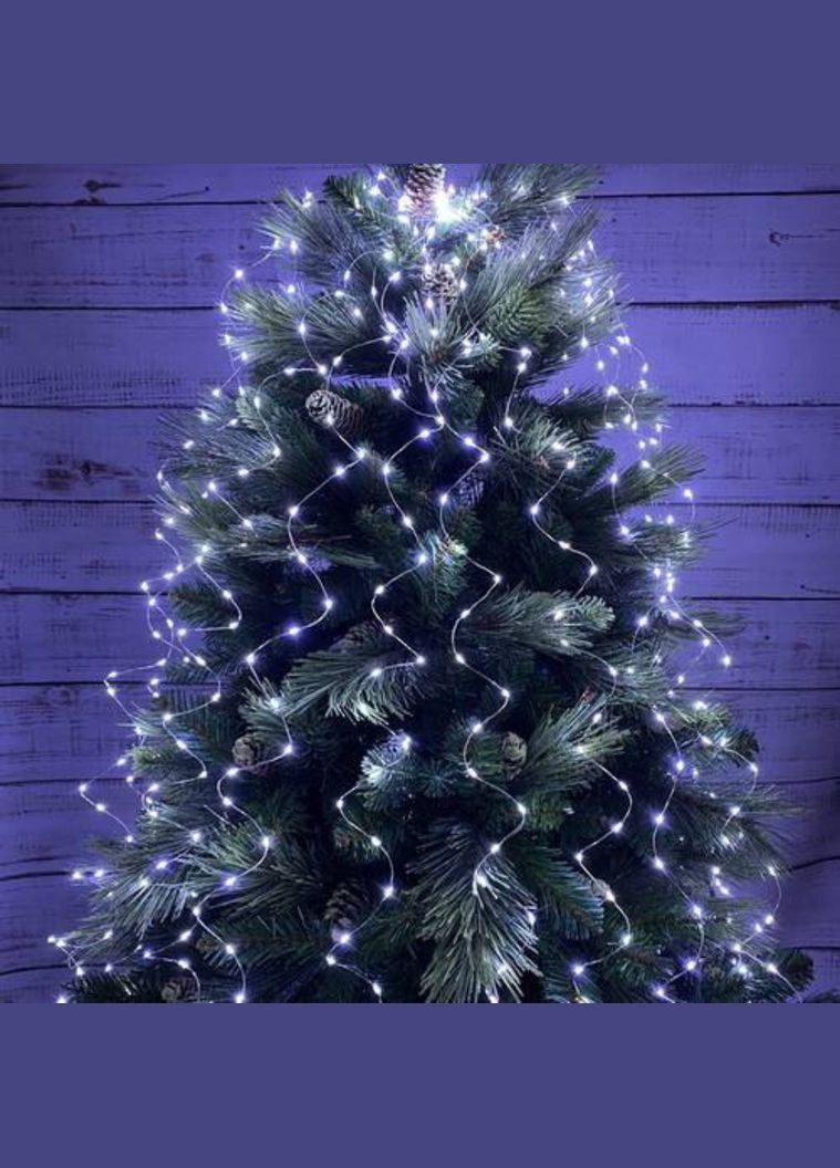 Роса пучок 3 метри 20 ниток кінський хвіст з пультом керування 600 Led гірлянда для ялинки на 8 режимів холодний білий Niki Light (304290100)