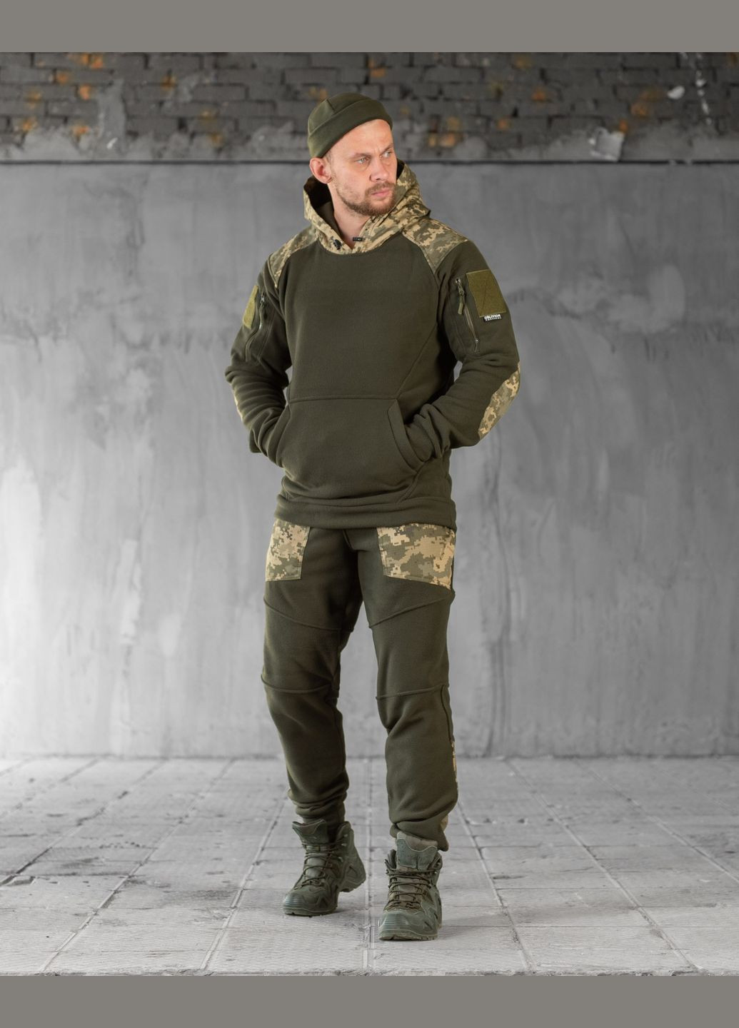 Мужской спортивный костюм на флисе хаки No Brand (307858403)