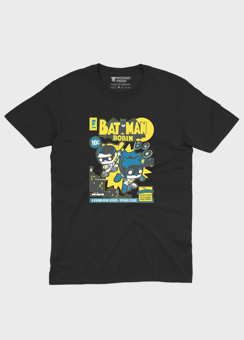 Чорна чоловіча футболка з принтом супергероя - бетмен (ts001-1-bl-006-003-043) Modno