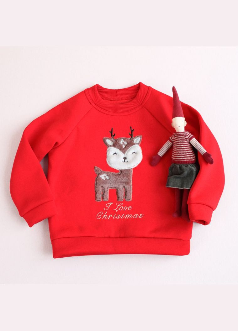 Тепла дитяча кофта аплікацією пухнастого Оленятка унісекс Ladan (301026312)