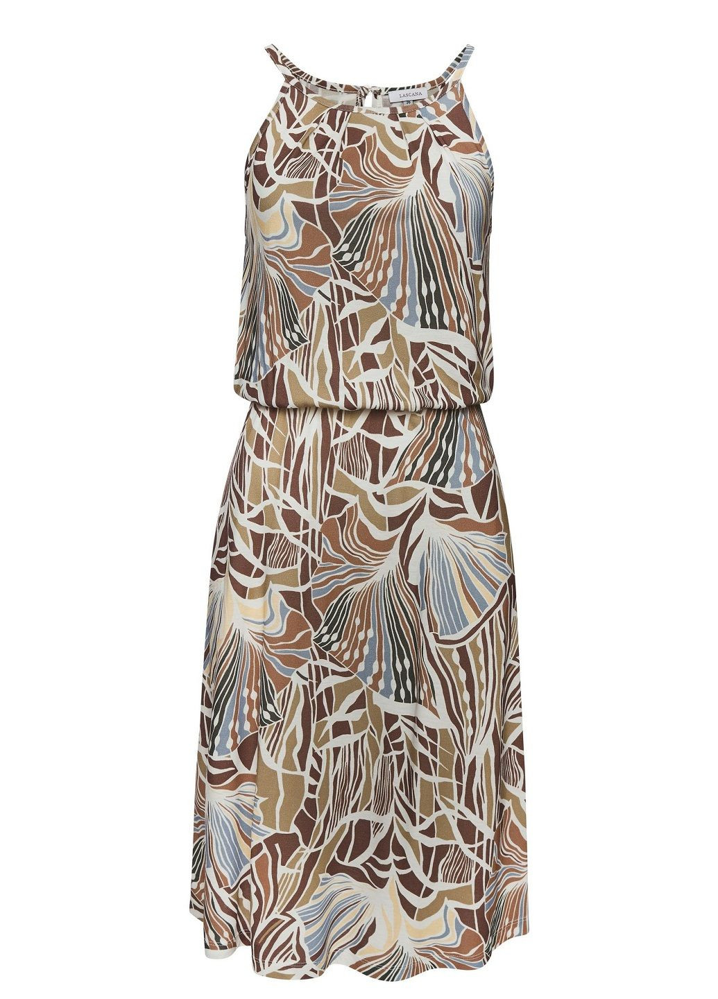 Бежевое платье Lascana с цветочным принтом