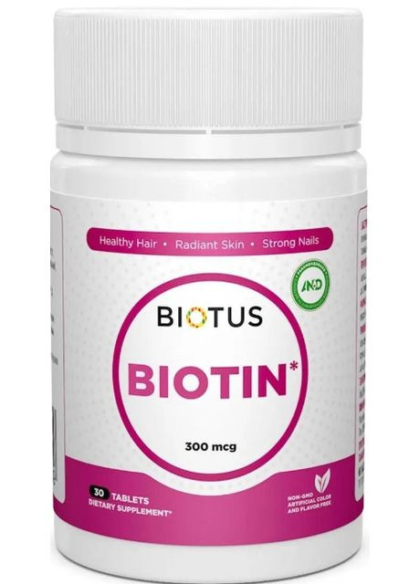 Биотин от выпадения волос Biotin 300 мкг 30 таб Biotus (357342338)