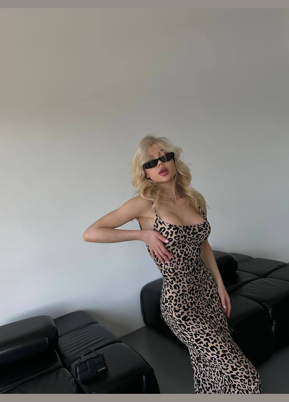 Бежевое кэжуал платье N.Family леопардовый