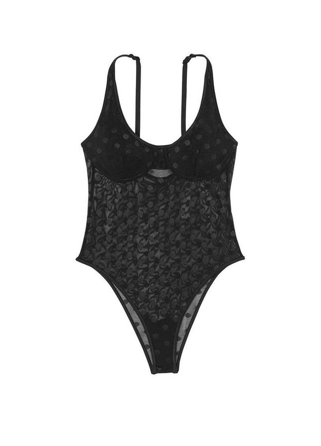 Боді з мікросітки в горошок Victoria's Secret 785090253 black (301788784)