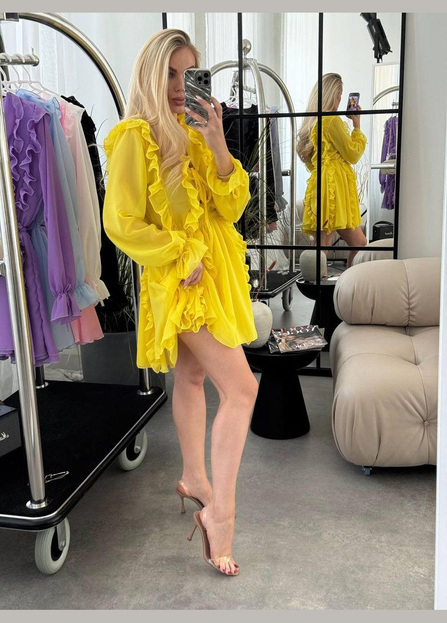 Желтое повседневный платье DK/DL Мода без кордонів однотонное