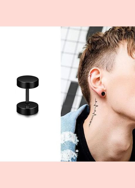 Серьга-штанга 1 ед. плаг туннель обманка 8 мм. черная Fashion (305076877)