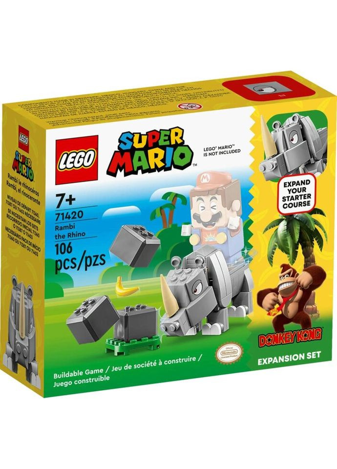Конструктор Super Mario Носорог Рамби. Дополнительный набор (71420) Lego (281425598)