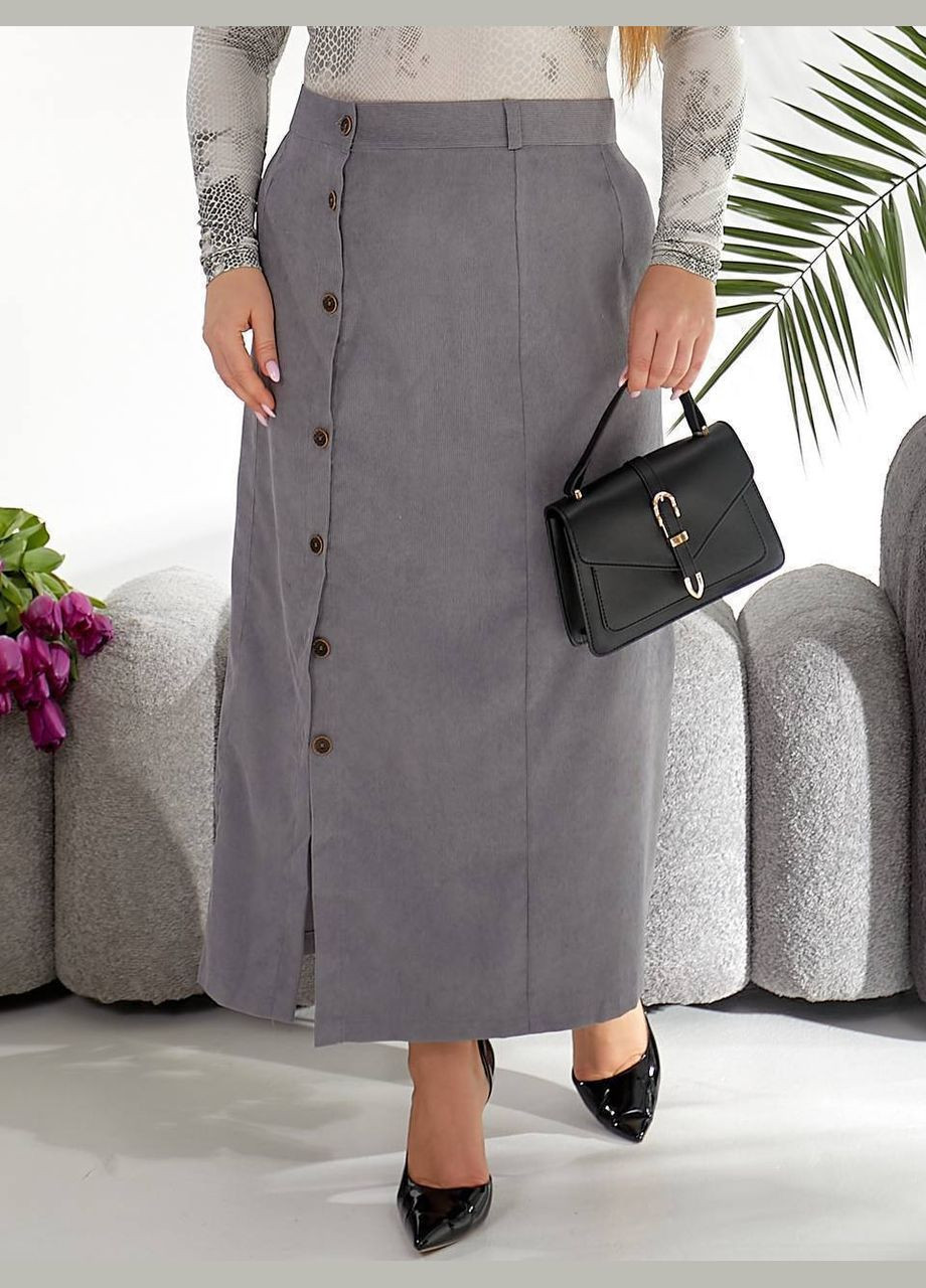 Серая повседневная, офисная, кэжуал однотонная юбка женская длинная Style Point