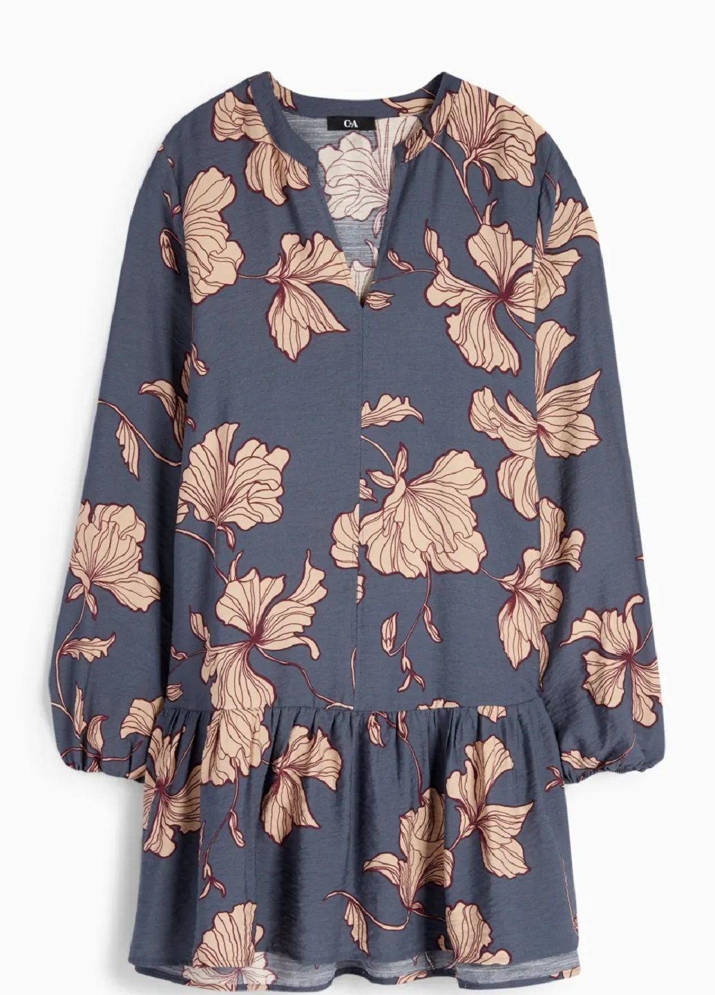 Синее повседневный платье C&A с цветочным принтом
