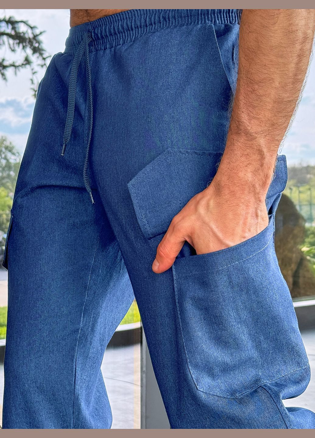 Чоловічі штани з легкого стрейч-джинсу на бавовняній основі Tailer (295376063)