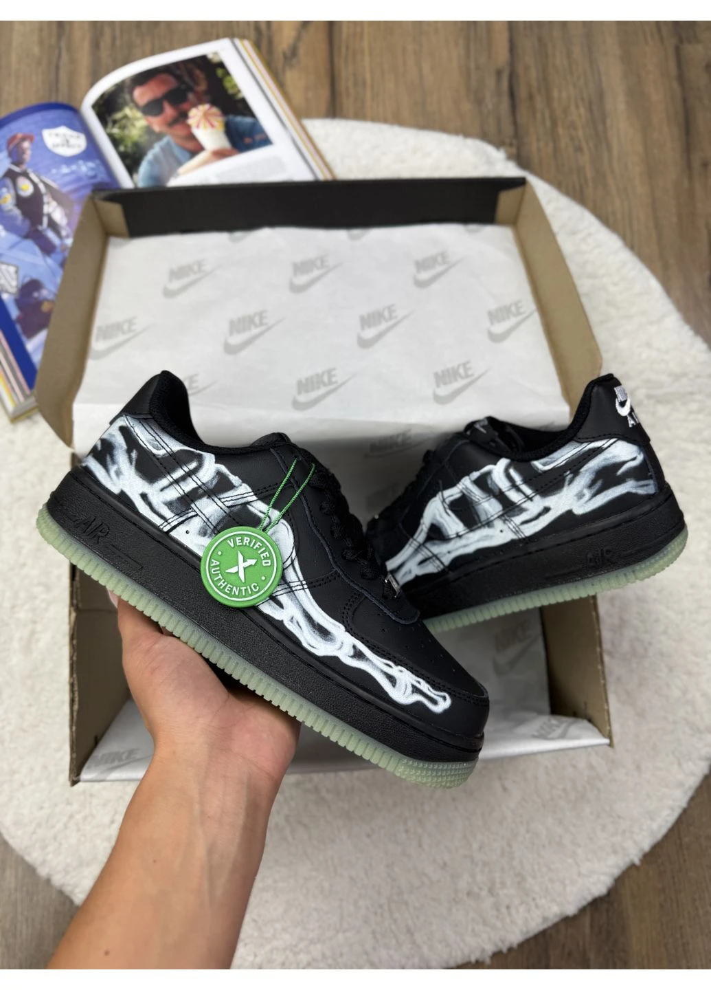 Черные демисезонные кроссовки мужские nike air force low skeleton qs black найк аир форс черные No Brand