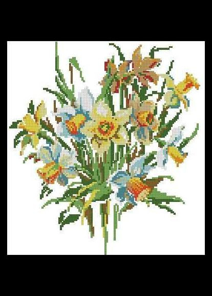 Набір для вишивання хрестиком. Розмір: 21*22 см Букет з нарцисами Лоскуток (315358425)