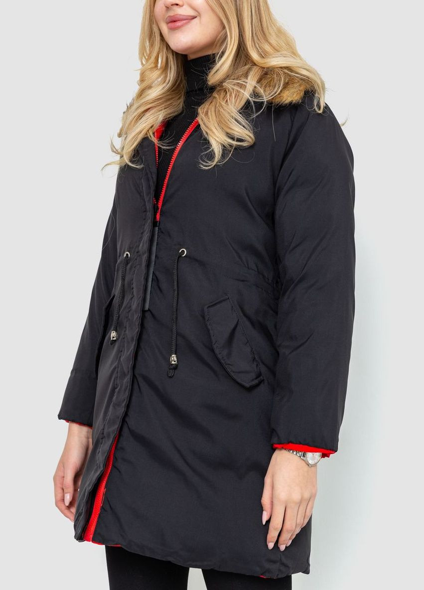 Комбинированная демисезонная куртка женская двусторонняя, цвет красно-черный, Ager