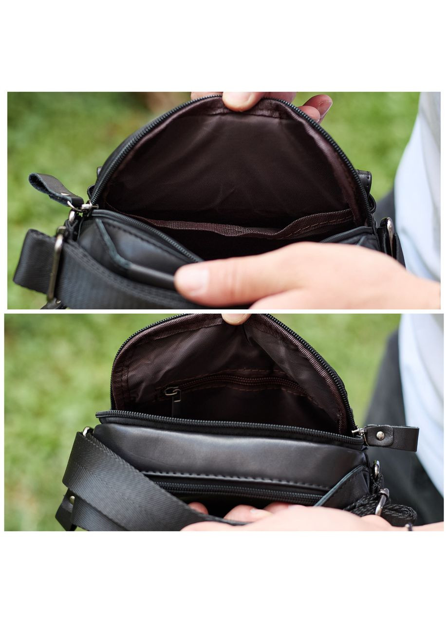 Сумка-барсетка мужская через плечо кожаная гладкая черная TD-86573 Tiding Bag (351507963)