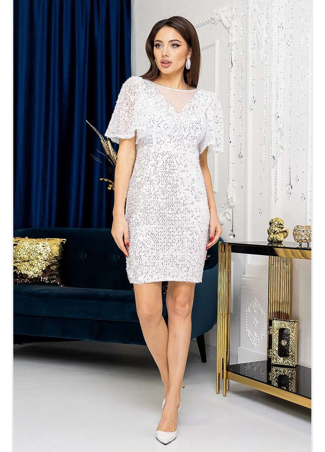 Білий коктейльна сукня знімна спідниця 21033 біла Tanita-Romario