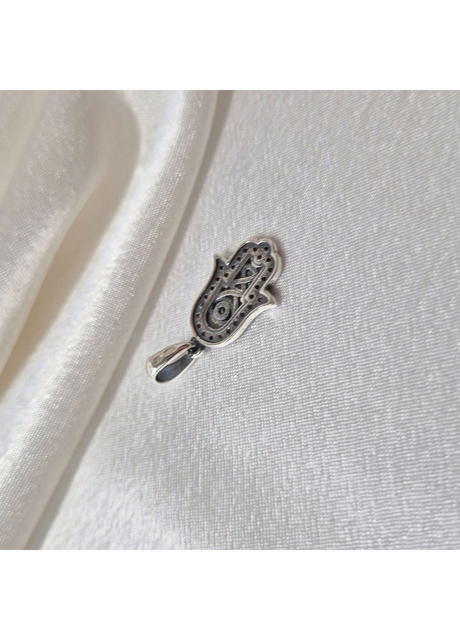 Серебряная кулон подвеска Оберег Талисман Ладонь Фатимы в камнях серебро 925 пробы Черненное 3646п 1.933г Nobrand (369974957)