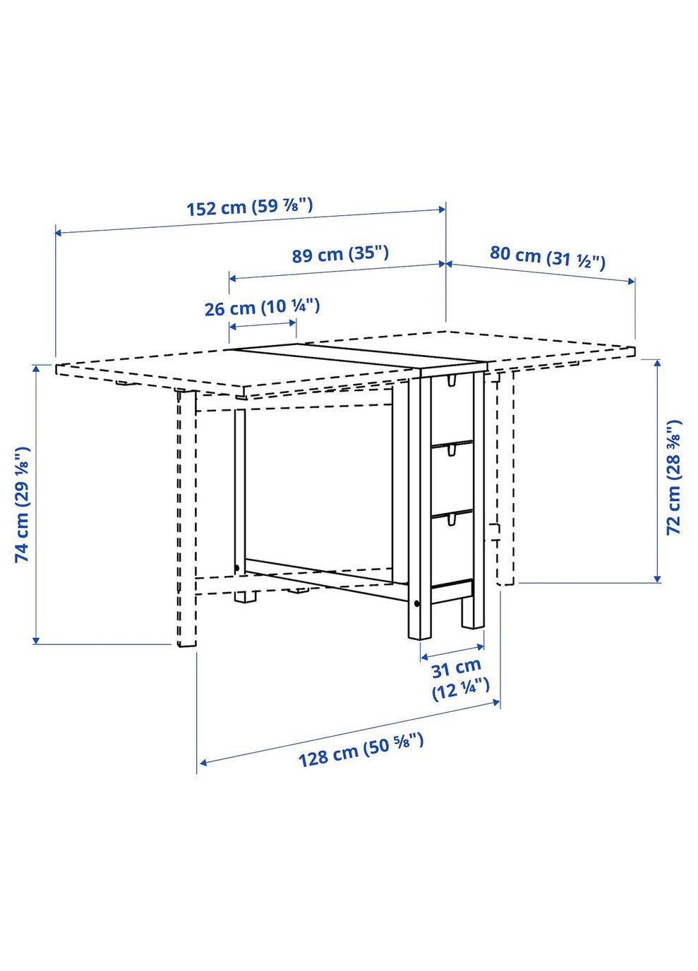 Стіл з розкривною стільницею ІКЕА NORDEN 26/89/152х80 см (10423886) IKEA (278407807)