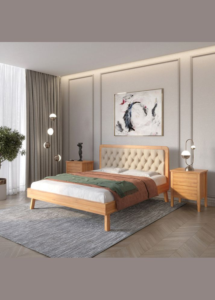 Односпальне дерев'яне ліжко Токіо /Аляска 23 (Бежевий) 90х190 см (MBG-11169) Mebigrand (366083732)