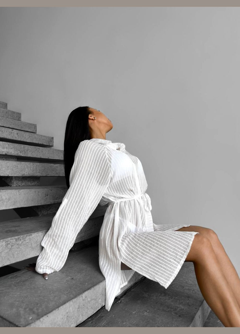 Белая пляжный рубашка No Brand с длинным рукавом