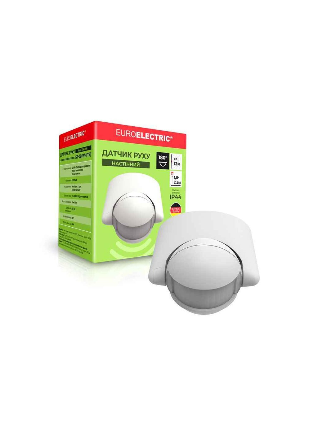 Датчик движения настенный 180` макс. 12м белый (50) Euroelectric (361316870)