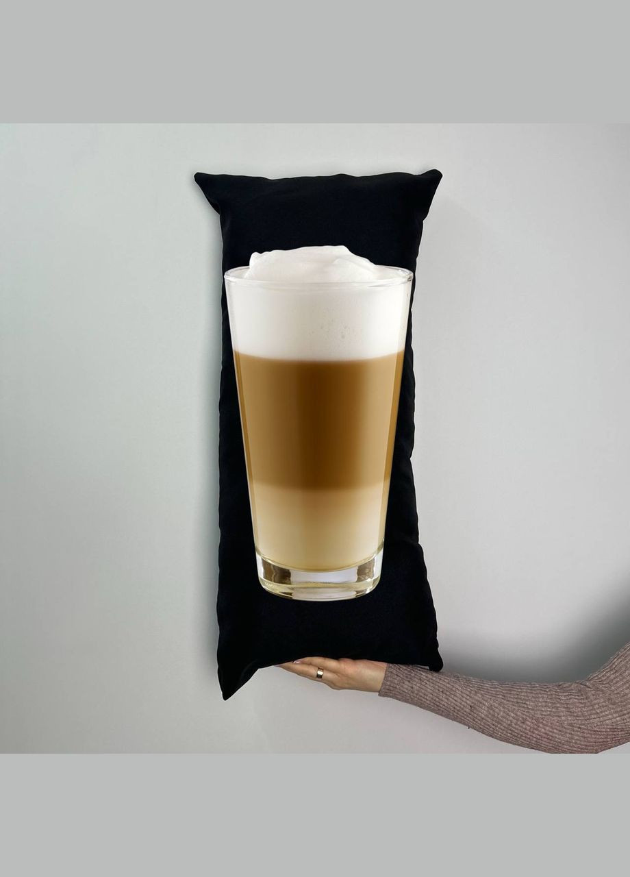 Подушка з принтом габардинова Кава, чорна 35х75 (532) Hand Made (350941978)