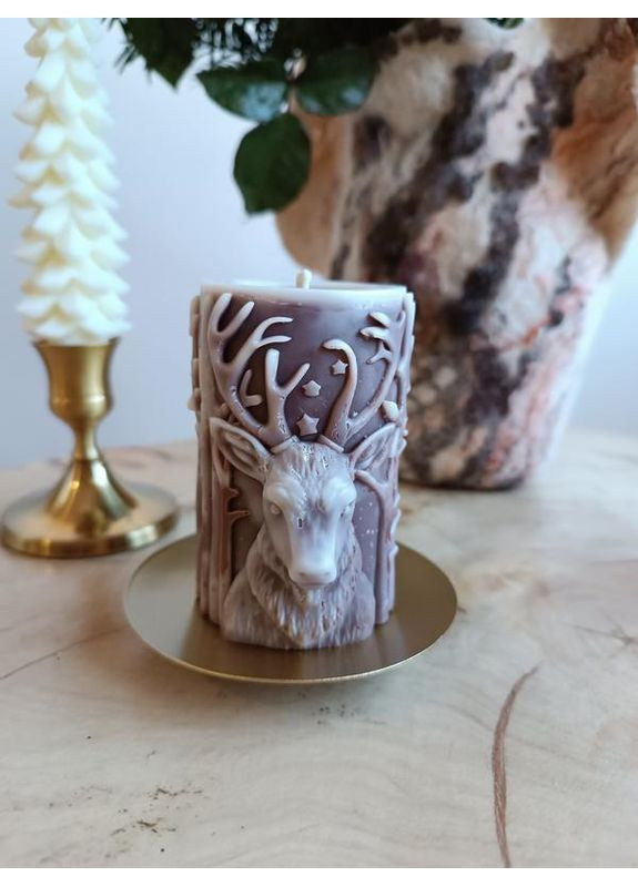 Новогодняя декоративная свеча ручной работы, ароматическая из оливкового воска, 185 г Hand Made (368828607)