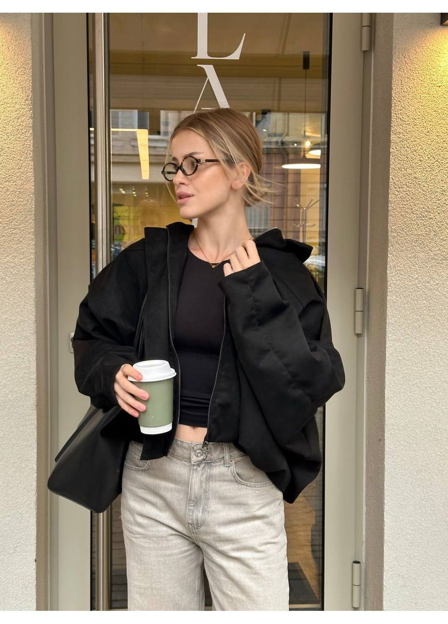 Чорна демісезонна куртка жіноча замшева Style Point