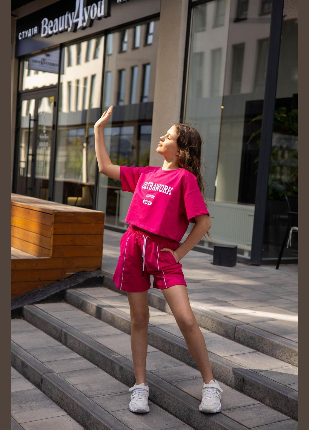 Рожевий літній малиновий комплект ультра з шортами IRmAS оверсайз