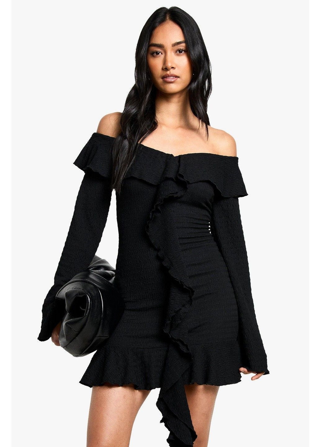 Черное кэжуал платье Boohoo однотонное