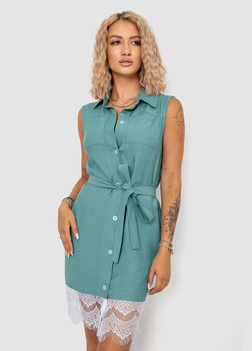 Оливкова кежуал сукня на ґудзиках Ager