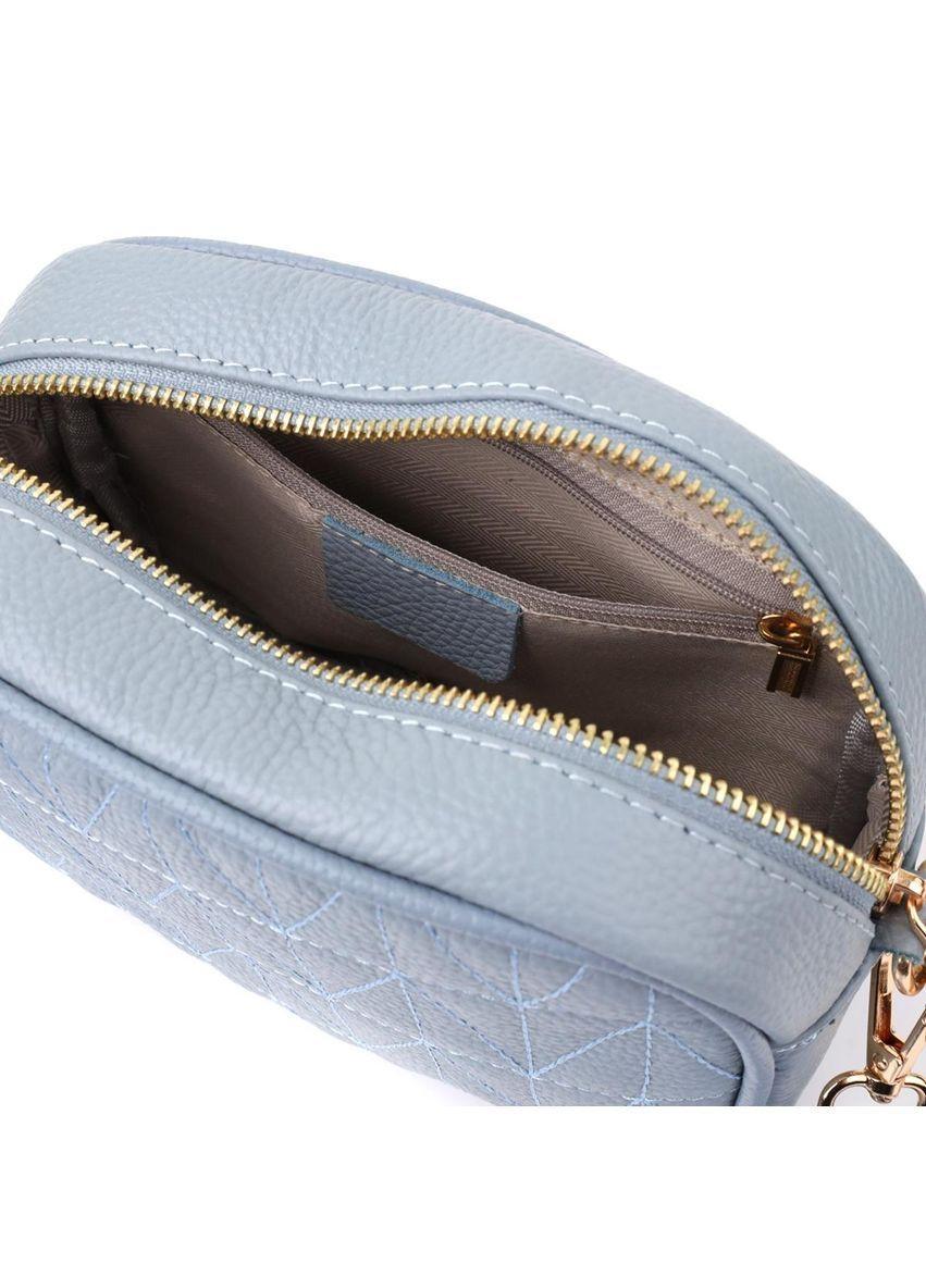 Сумка кросс-боди через плечо из натуральной кожи женская маленькая Серо-голубой 40337 Vintage (361970419)