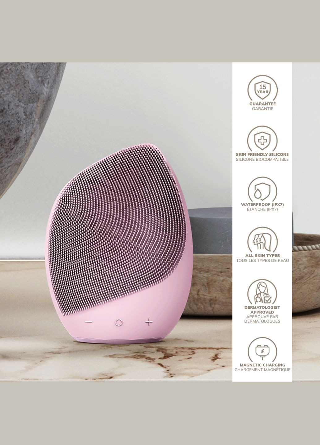 Электронная ультразвуковая щетка для лица Sonic Facial Brush 5в1 pink GESKE (341525921)