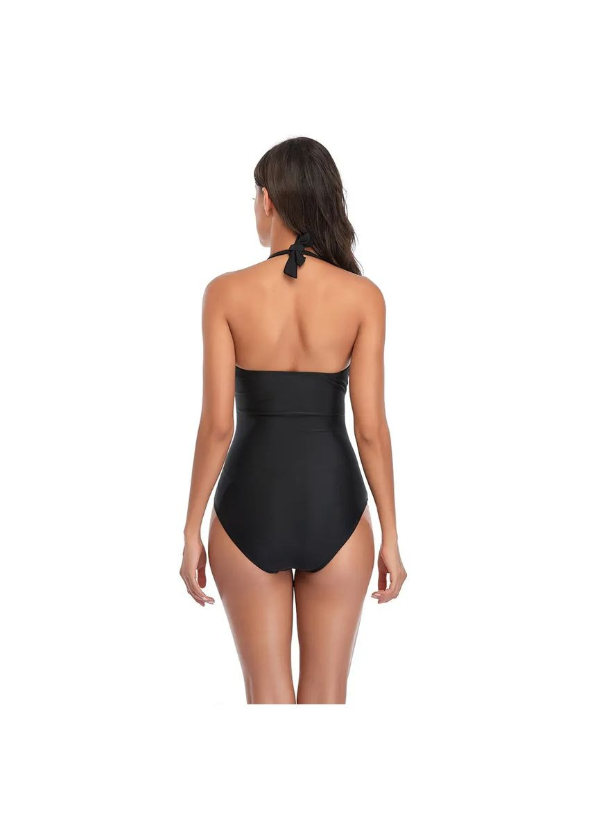 Черный летний черный сплошной купальник с утяжелкой живота. сплошной купальник на завязках черного цвета China