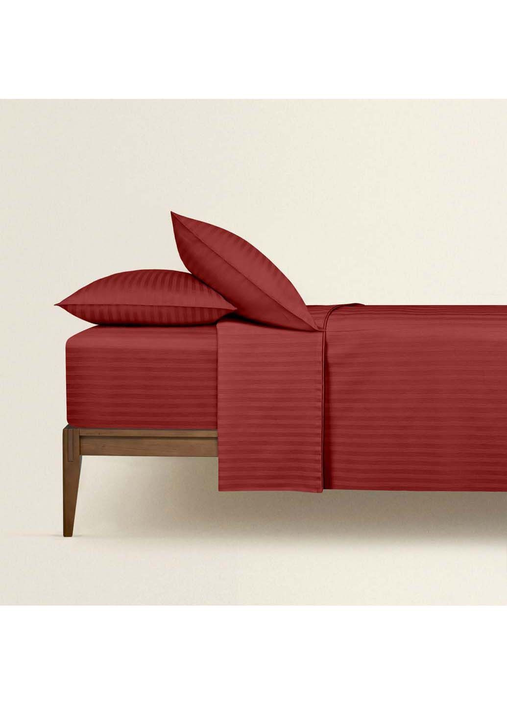 Двоспальна постіль сатин з простирадлом на гумці BURGUNDY 180х220 см Cosas (307477802)