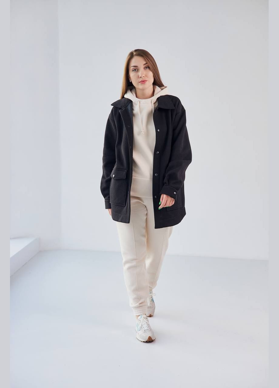 Черная демисезонная куртка женская короткая м110 с карманами крем UMON