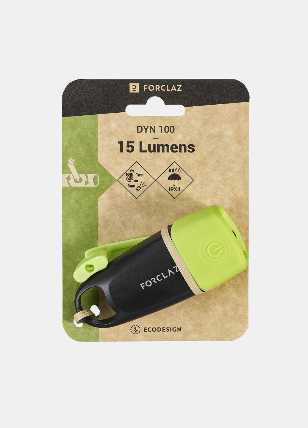 Ручной Фонарь для Кемпинга/Походов 15 Люмен Динамическая Зарядка (Зарядка Вручную) FORCLAZ (336550387)