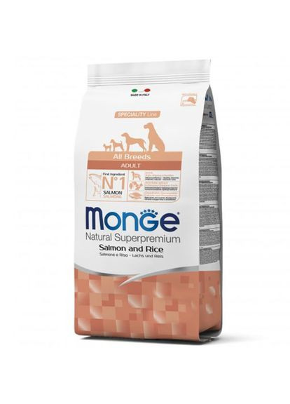 Сухий корм для собак Dog All breeds Adult лосось з рисом 15 кг (000025634) Monge (366423956)