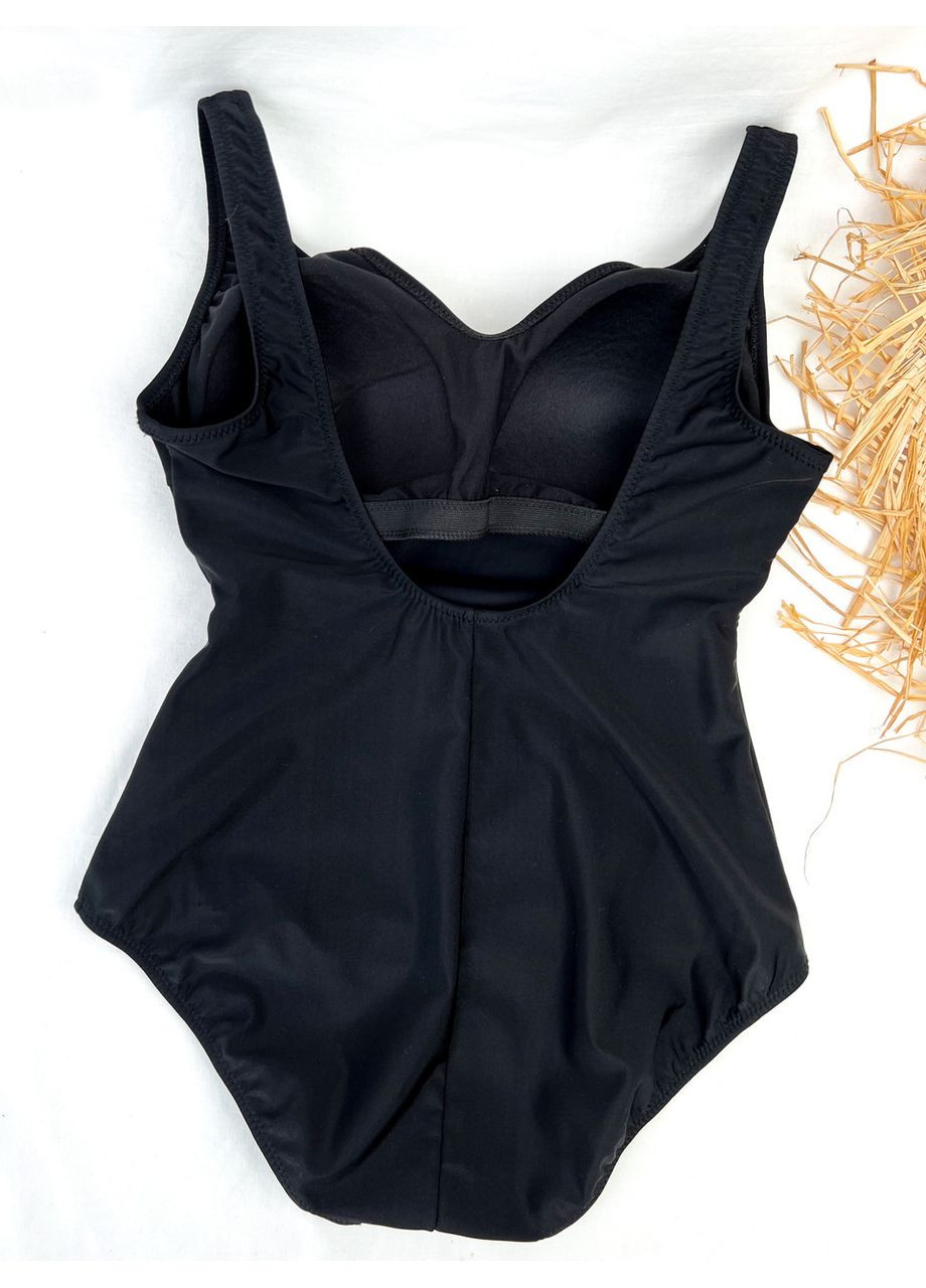 Чорний літній жіночий суцільний купальник з утяжкою чорного кольору великих розмірів China