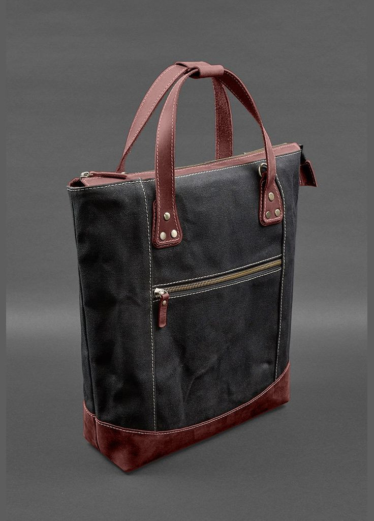 Сумка-рюкзак з канвасу та натуральної бордової шкіри (A-028355) BlankNote (327874094)