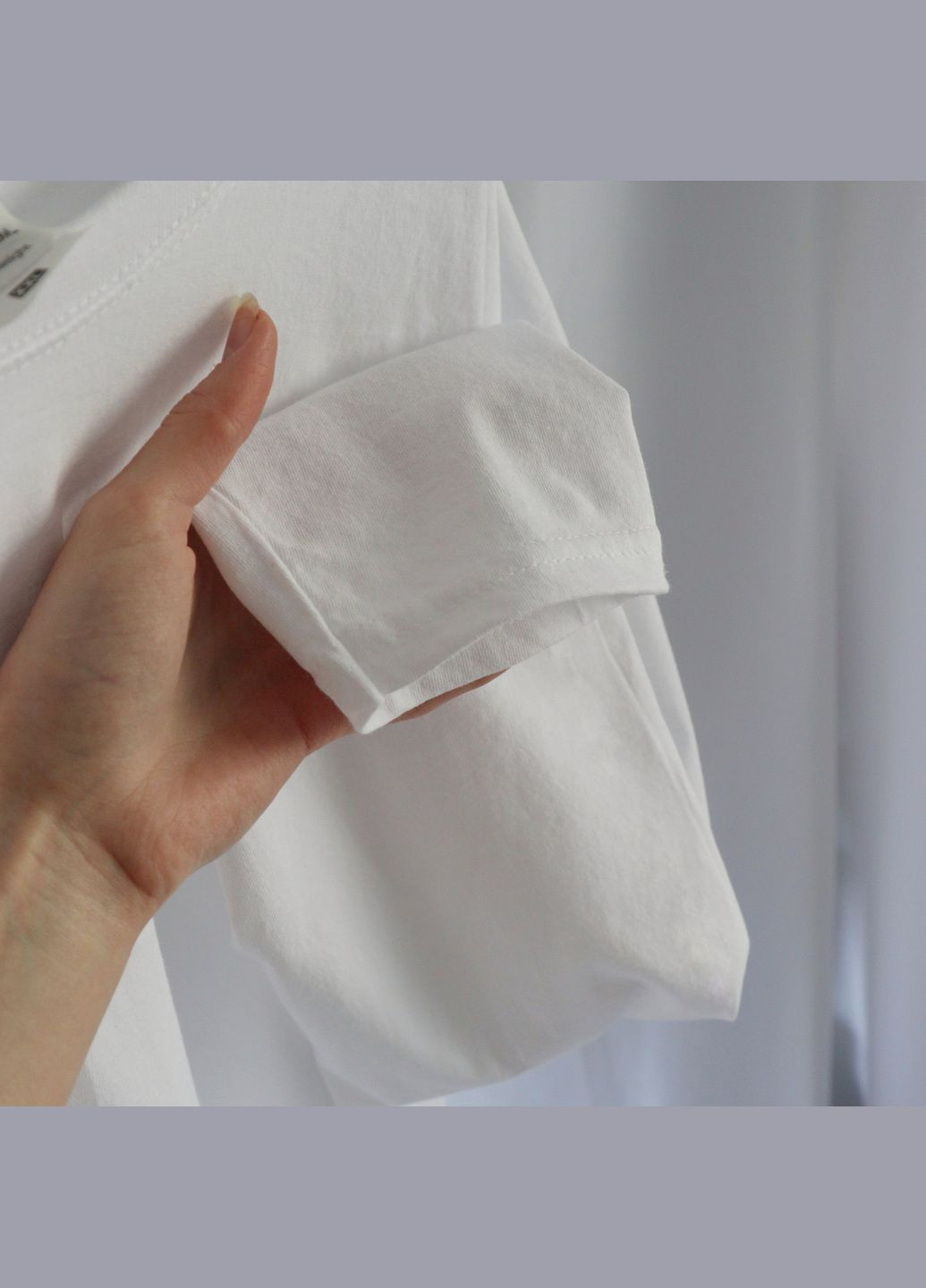 Лонгслив 100% хлопок белый однотонный унисекс прямого кроя под оверсайз хлопковый большой широкий No Brand (300582281)