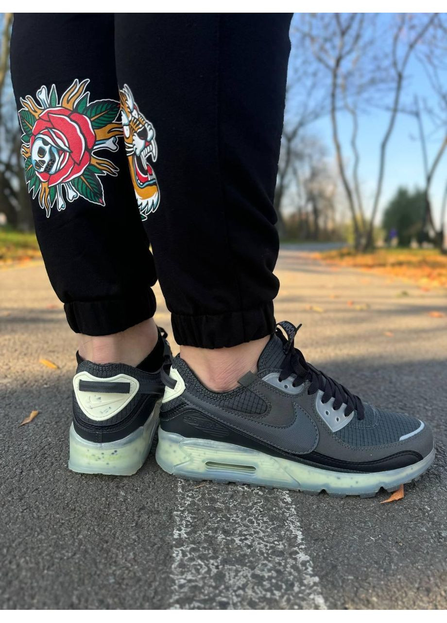 Серые демисезонные кроссовки мужские nike air max 90 terrascape grey black white найк аир макс 90 No Brand