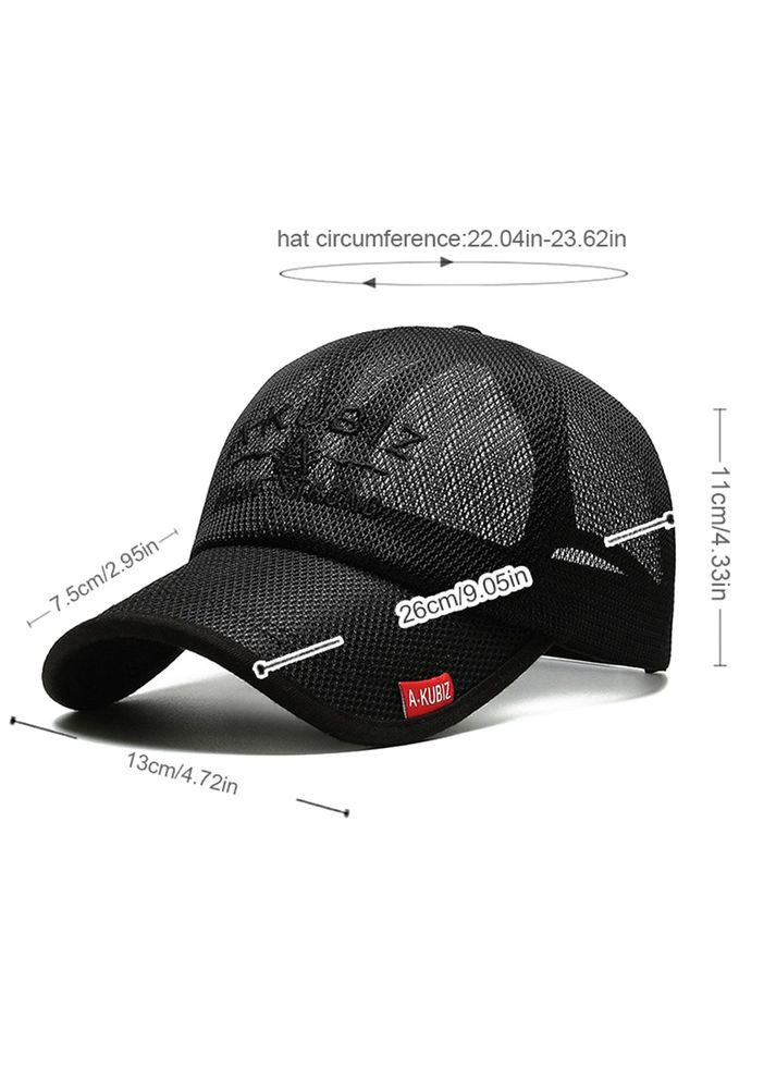 Бейсболка чоловіча чорна сітчаста кепка — дихаюча легка кепка для спорту та відпочинку 56-60см No Brand (338379220)