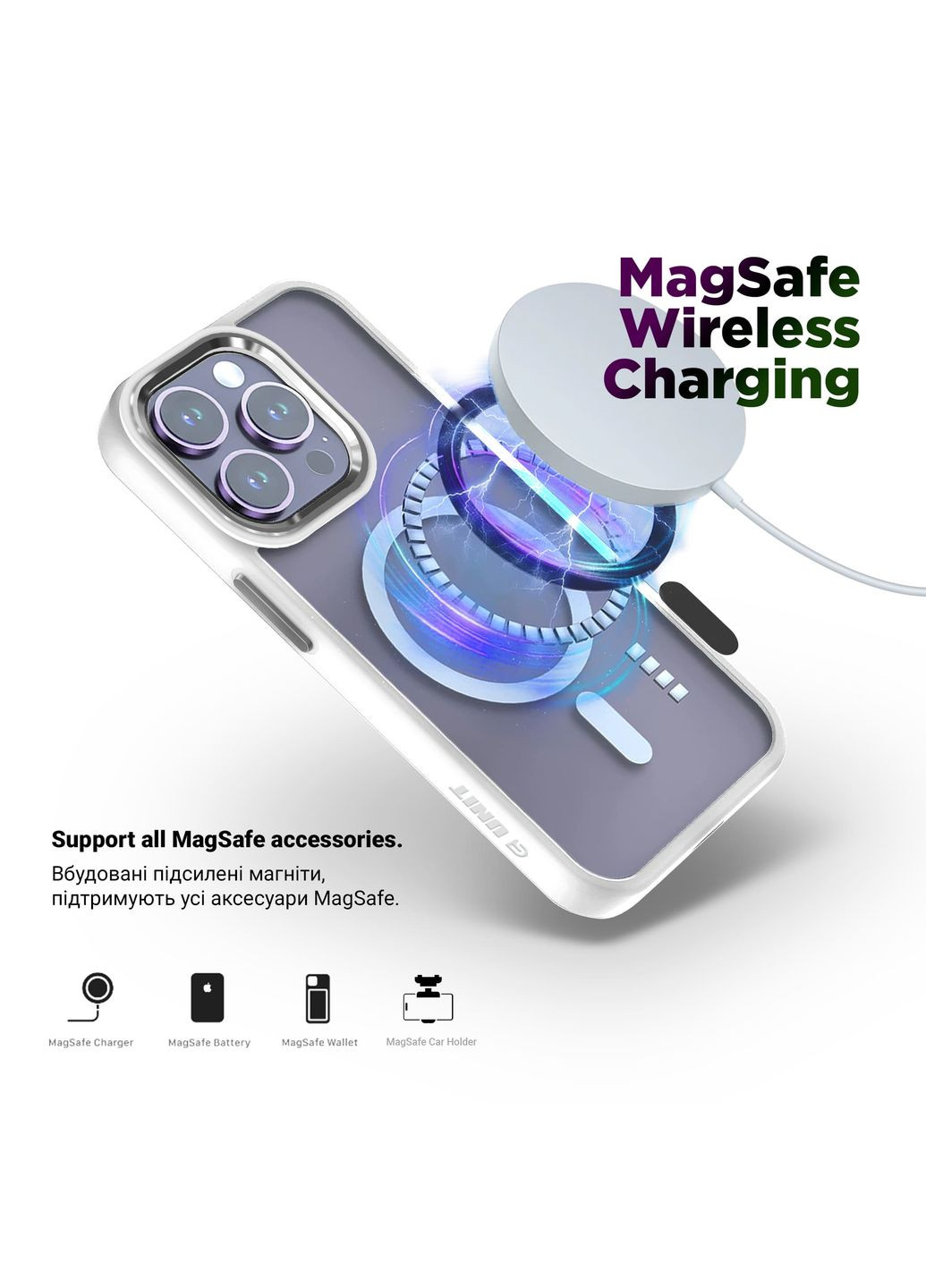 Панель Unit MagSafe для iPhone 15 Pro Max Matte Clear Silver (ARM69350) ArmorStandart (280438716)