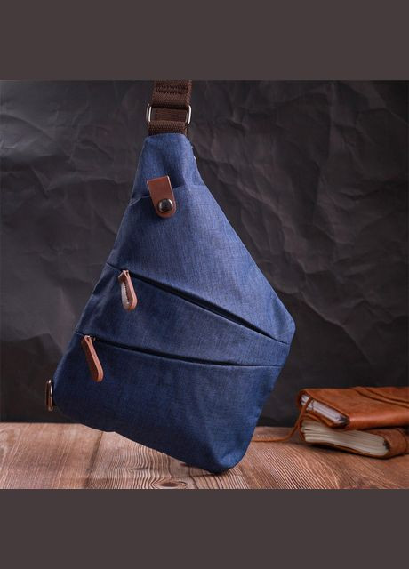 Сумка чоловіча через плече із текстилю слінг Синій Vintage (317365289)