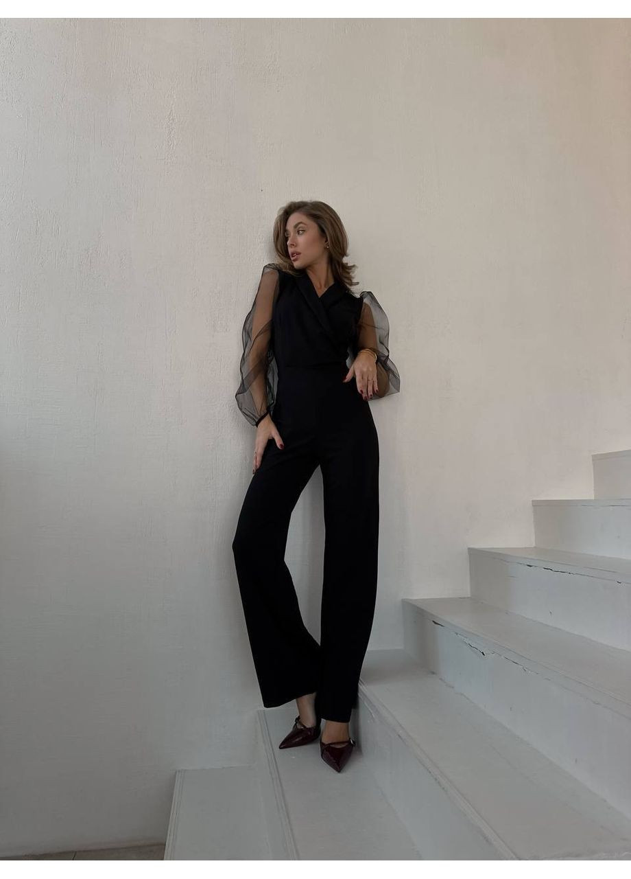 Комбінезон з сіткою ЗАМІРИ В ОПИСІ DK/DL Мода без кордонів однотонний чорний святковий