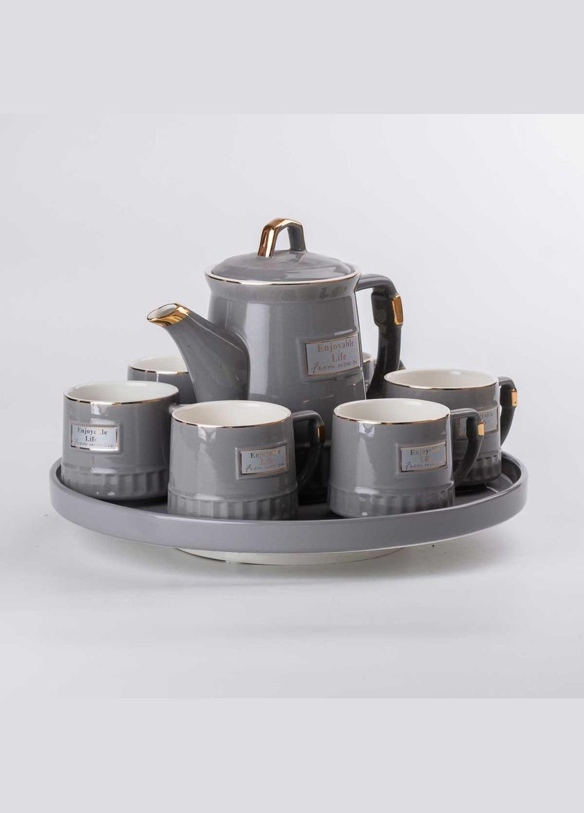 Чайный набор на 6 персон (с заварочным чайником, чайником-заварником и керамической подставкой),. Yiwu (326066286)