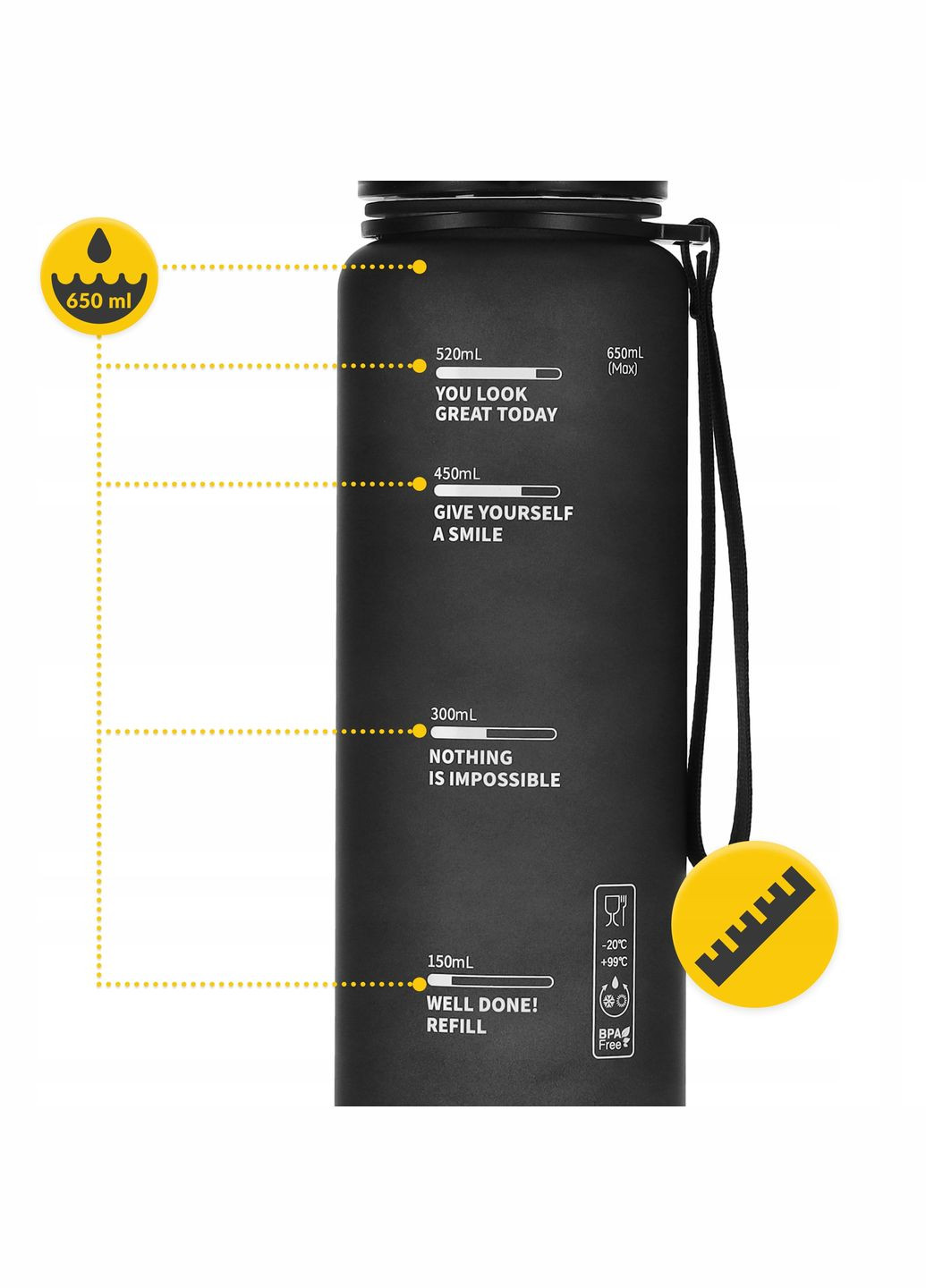 Бутылка для воды спортивная 650 мл Black () 4FIZJO P-5905973403733 (324264678)