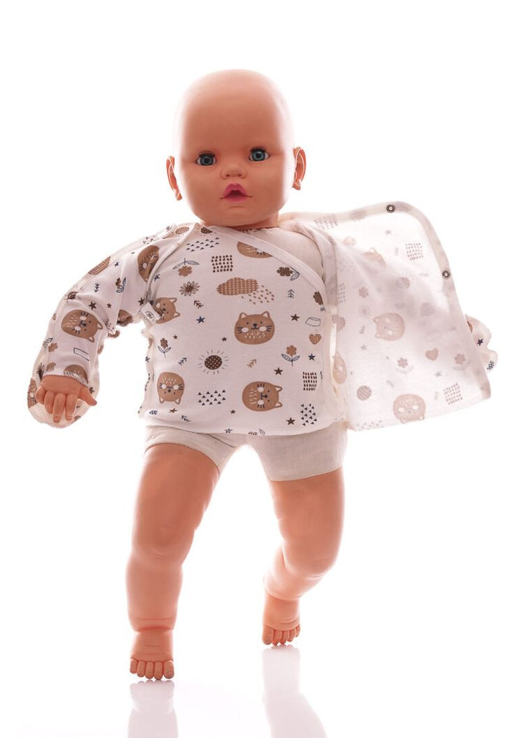 Сорочка з подряпинами для дівчинки інтерлок з котиками біла 62 см (54594) BABYKROHA (368561418)